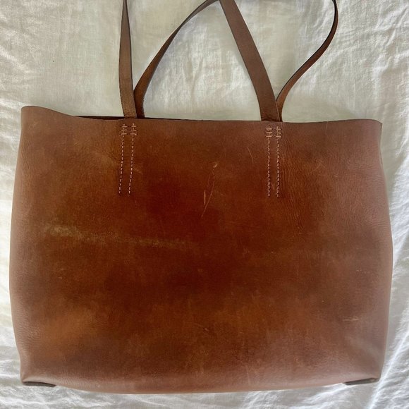 Beautiful Brown Leather Tote Bag with Shoulder Strap - Picture 2 of 6